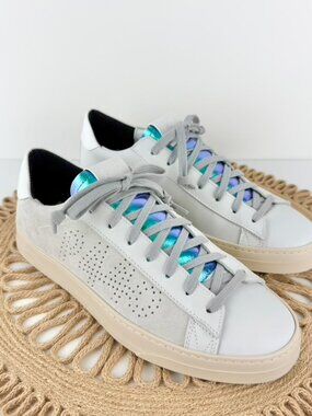 NEW P448 Jack Sneakers White Metallic Women’s Sz 41 EU 9.5 US